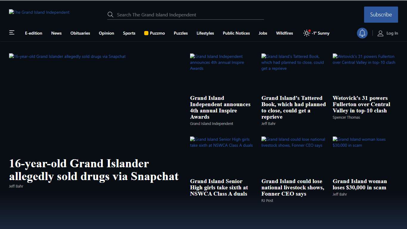 The Grand Island Independent Breaking News Read Grande Island, NE and Nebraska breaking news. Get latest news, events and information on Nebraska sports, weather, entertainment and lifestyles.